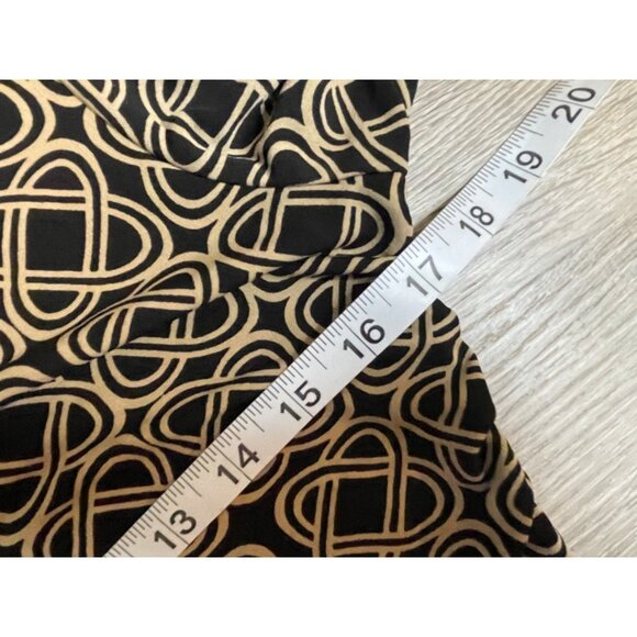 En Focus Studio Black Tan Patterned Slinky Stretchy Midi Dress Sz 12 - Picture 9 of 11